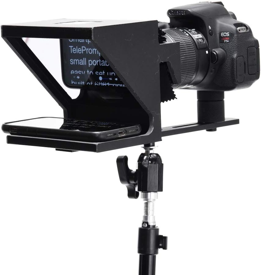 Little Prompter, The Original Compact Personal Teleprompter for Video Production. No Studio Required. Perfect for DSLRs, Webcams, and Built-in Laptop Cameras. Use with iOS or Android.