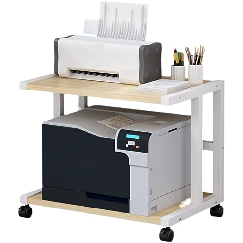 Printer Stand Printer Stand with Wheels, Under Desk Printer Stand, 2 Tier Printer Shelf Printer Copier Stand for Home Office Microwave Rack Shelf
