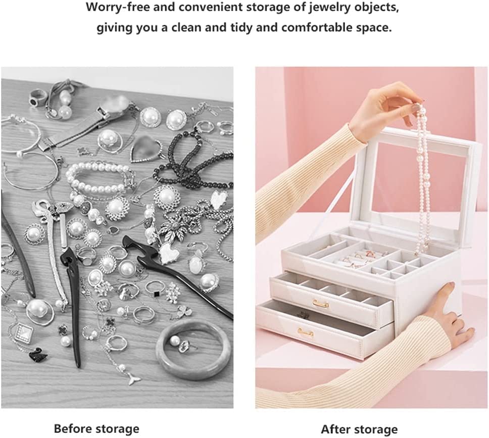 Jewelry Box Jewelry Boxes Jewelry Case PU Leather Jewelry Box Jewelry Storage Box Earring Ear Stud Ring Necklace Organizer Case Jewelry Box Organizer Jewelry Organizer (