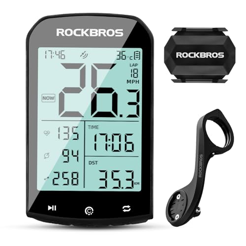 ROCKBROS Bike Computer Wireless Cycling Computers ANT+ Bluetooth Bike Speedometer Odometer Bicycle Computer with Speed Cadence Sensor for Riding Cycling Waterproof 2.9inch LCD Screen