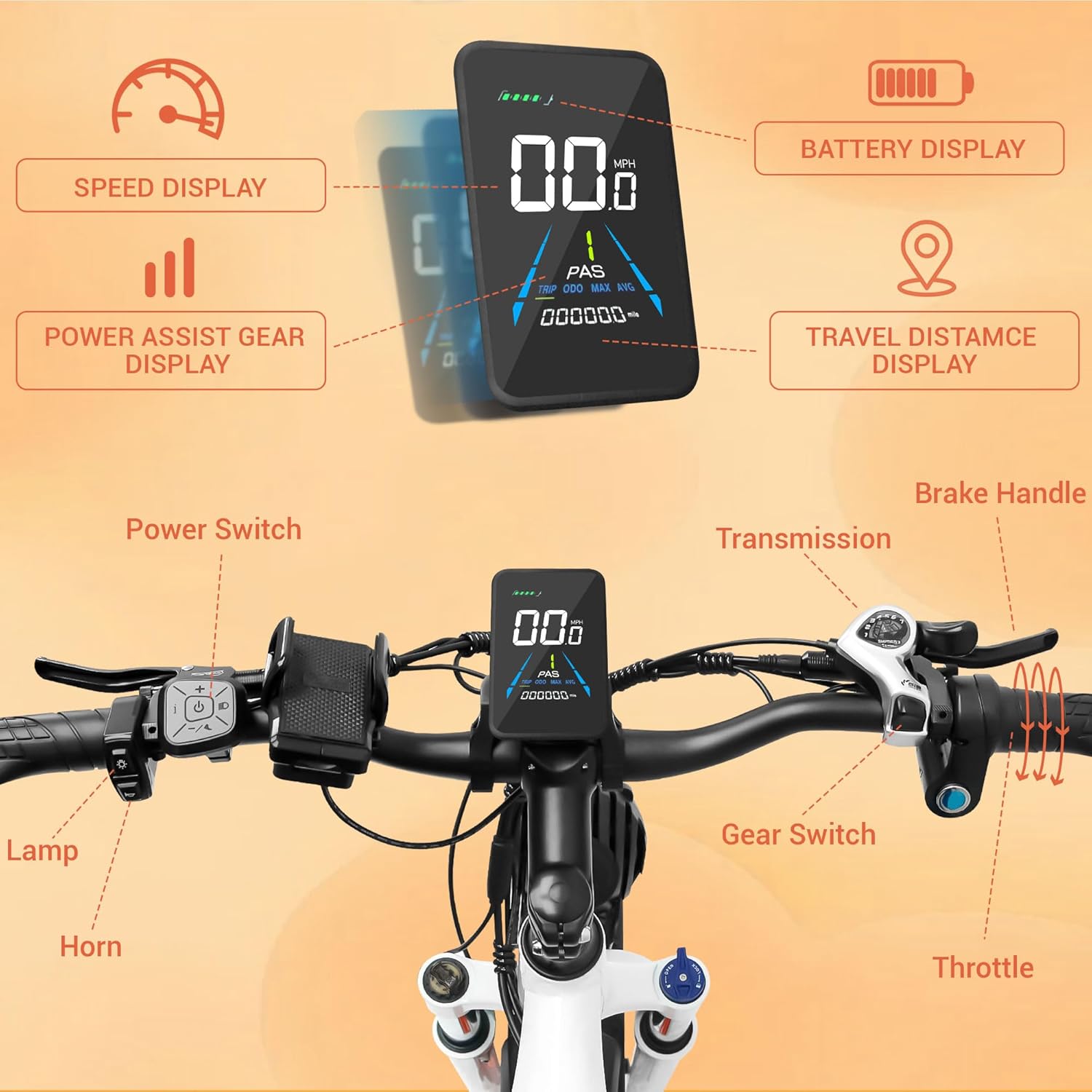 Da08 Electric Bike for Adults,1000W Brushless Motor,7-Speed with Removable 48V 15AH Battery,26" x 4.0 Fat Tire Electric Bike Up to 31MPH Off Road Beach Mountain Electric Bicycle.