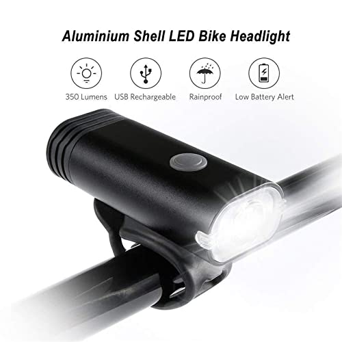 Rechargeable Bike Light Set Powerful Front and Back Lights, Bicycle Accessories for Night Riding, Aluminum Alloy Headlights