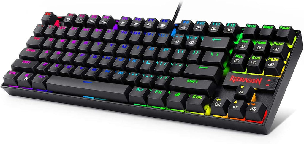 Redragon K552 Mechanical Gaming Keyboard RGB LED Backlit Wired with Anti-Dust Proof Switches for Windows PC (White, 87 Key Blue Switches) Pack of 2