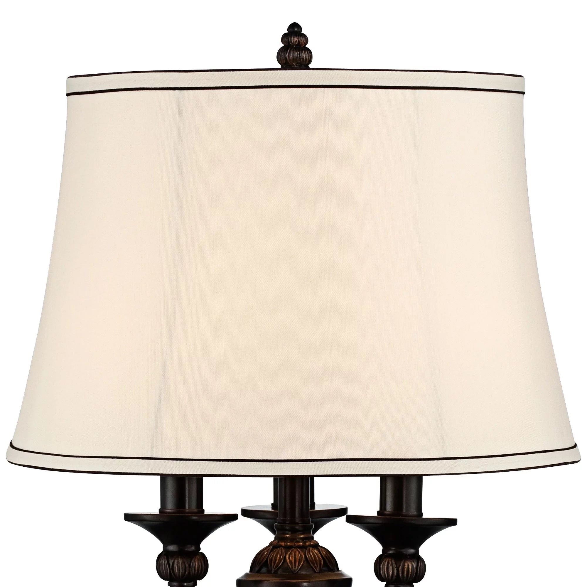 Kathy Ireland Traditional Table Lamp with White USB Dimmer Cord 37" Tall Bronze Golden Marbleized White Shade Living Room Bedroom