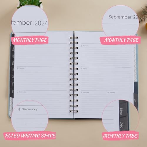 2024 Planner,Weekly and Monthly Academic Planner 2024 Spiral Bound,6.4"x8.5",Jan 2024-Dec 2024,Agenda Daily Planner Calendar Planner 2024 with Tabs(Brown)