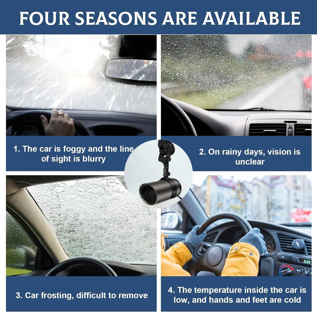 THONZER Portable Car Heater and Defroster, Car Heater That Plugs into Cigarette Lighter, 2 in 1 Fast Heating or Cooling Fan, Portable Heater for Car with 360-Degree SuctionBracket