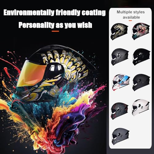 Bluetooth Modular Dual Visor Motorcycle Helmet FMVSS-218 DOT Approved Full Face Motocross Motorbike Helmet Adults Men Women Summer Lightweight Cool Helmet for Racing Mountain Go-Kart