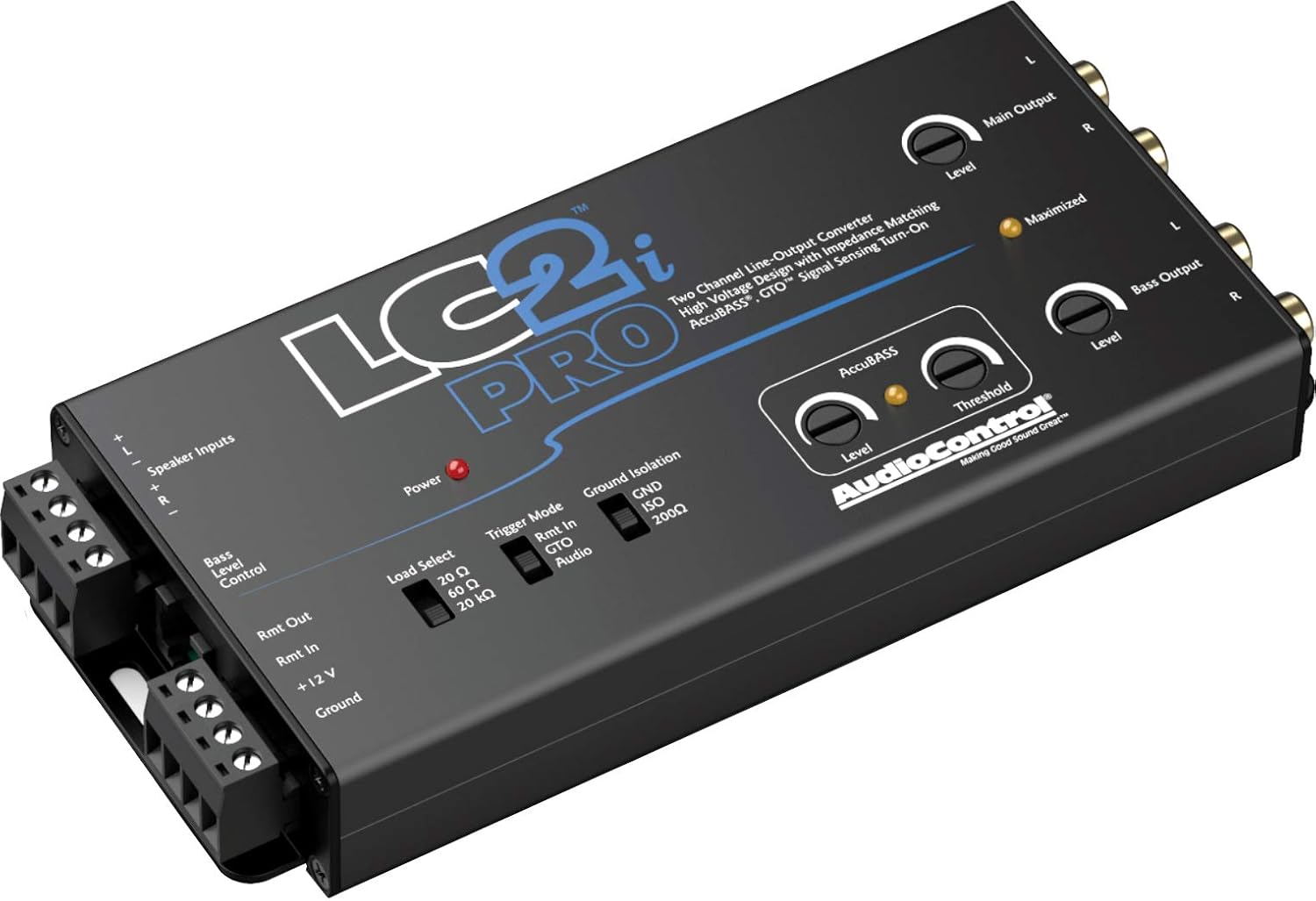 AudioControl LC2i PRO 2-Channel Line Output Converter with Impedance Matching, AccuBASS with 2-Channel Interconnect Cable