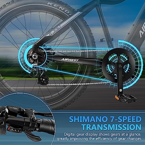 airwest Electric Bike for Adults, UL 2849 Certified, 1000W BAFANG Motor EBike, 48V 15Ah LG Battery 26" x4.0 Fat Tire Electric Bicycle 28MPH 50Miles Mountain Electric Bike, Hydraulic Disc Brakes