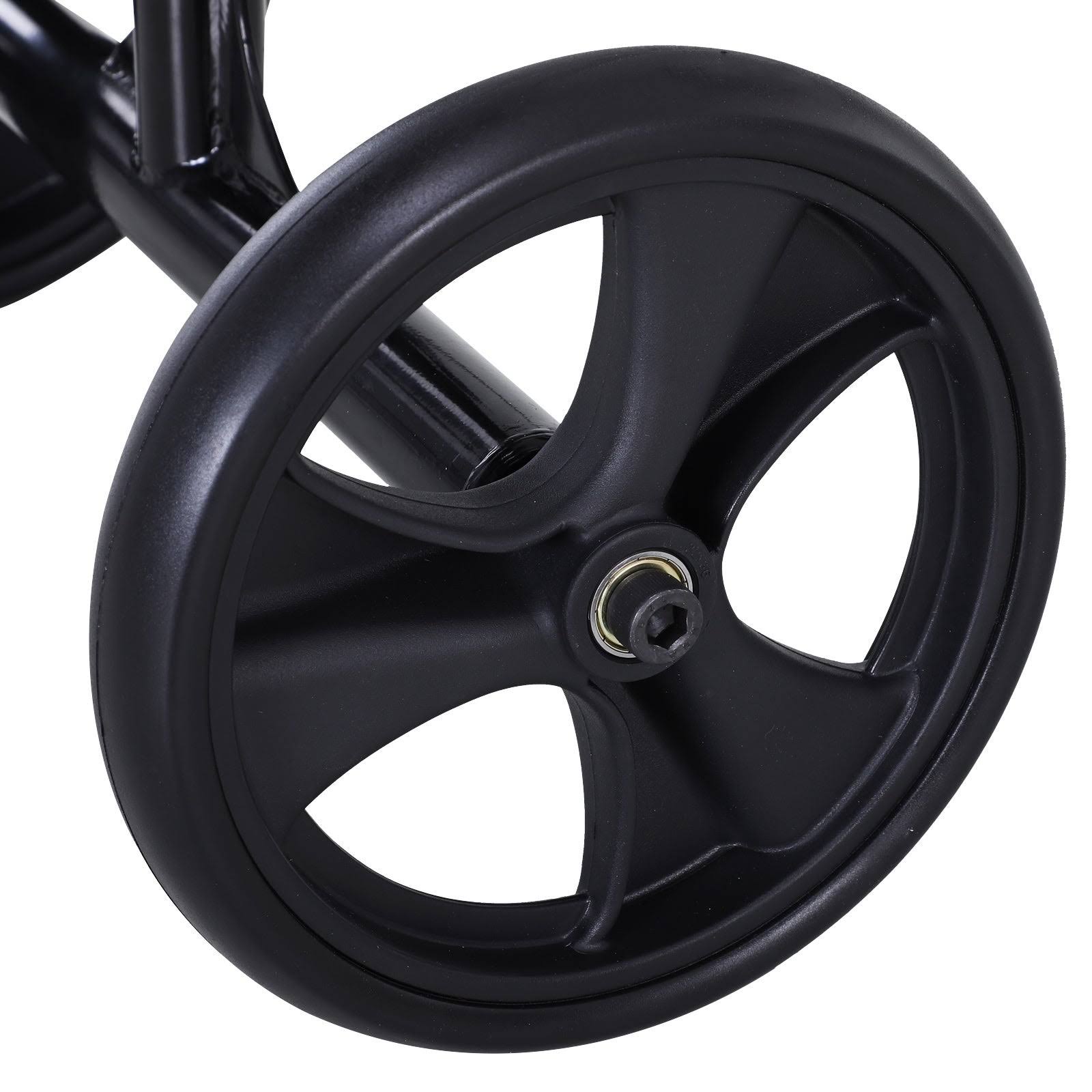 HOMCOM Medical Foldable Steerable Leg Knee Walker Scooter with Basket Attachment, Size: 14.25, Black