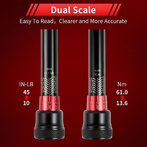 3/8-Inch Torque Wrench, Dual-direction 10-45ft.lb/13.6-61Nm, 72-Tooth Dual Range Scales Torque Wrench with Quick Release Reversible Head for Bike/Bicycle