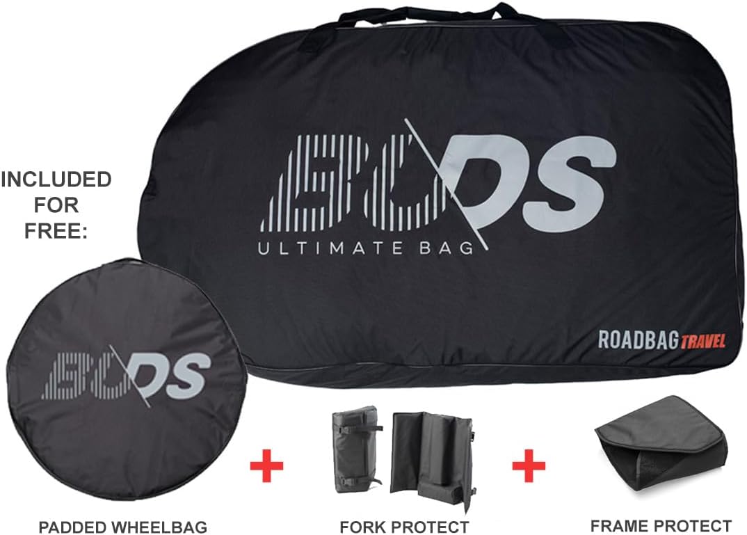 Buds-Sports US - ROADBag Travel Plus | Versatile Fully Padded Bike Travel Bag | Remove Front Wheel Only | Ideal for Ground and Air Transportation | All Road, Gravel Bikes and E-Bikes up to 700C/45
