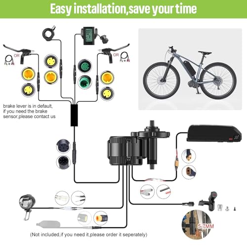 BAFANG BBS02B 36V/48V 500W Mid Drive Kit with Battery(Optional) 48V Ebike Motor with DIY LCD Display/Controller Electric Bikes Conversion kit for Mountain Bike