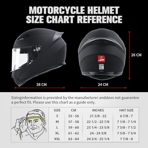 JQF Gear Full Face Motorcycle Helmet WS-607 DOT Approved Motorbike Racing Street Bike Helmets for Adults with Visor