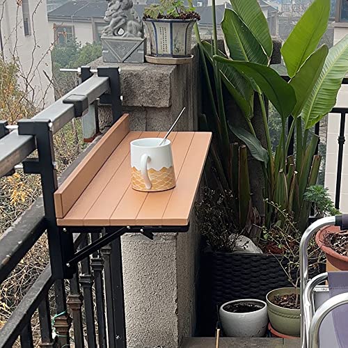 Balcony Bar Table For Railings,outdoor Bar Table,Folding Side Table,Small Folding Space Saving Serving Desk,Wall-Mounted Side Tables For Patio,for Patio,Garden,Porch,80*26cm/31.4*10.2in ( Color : Wood