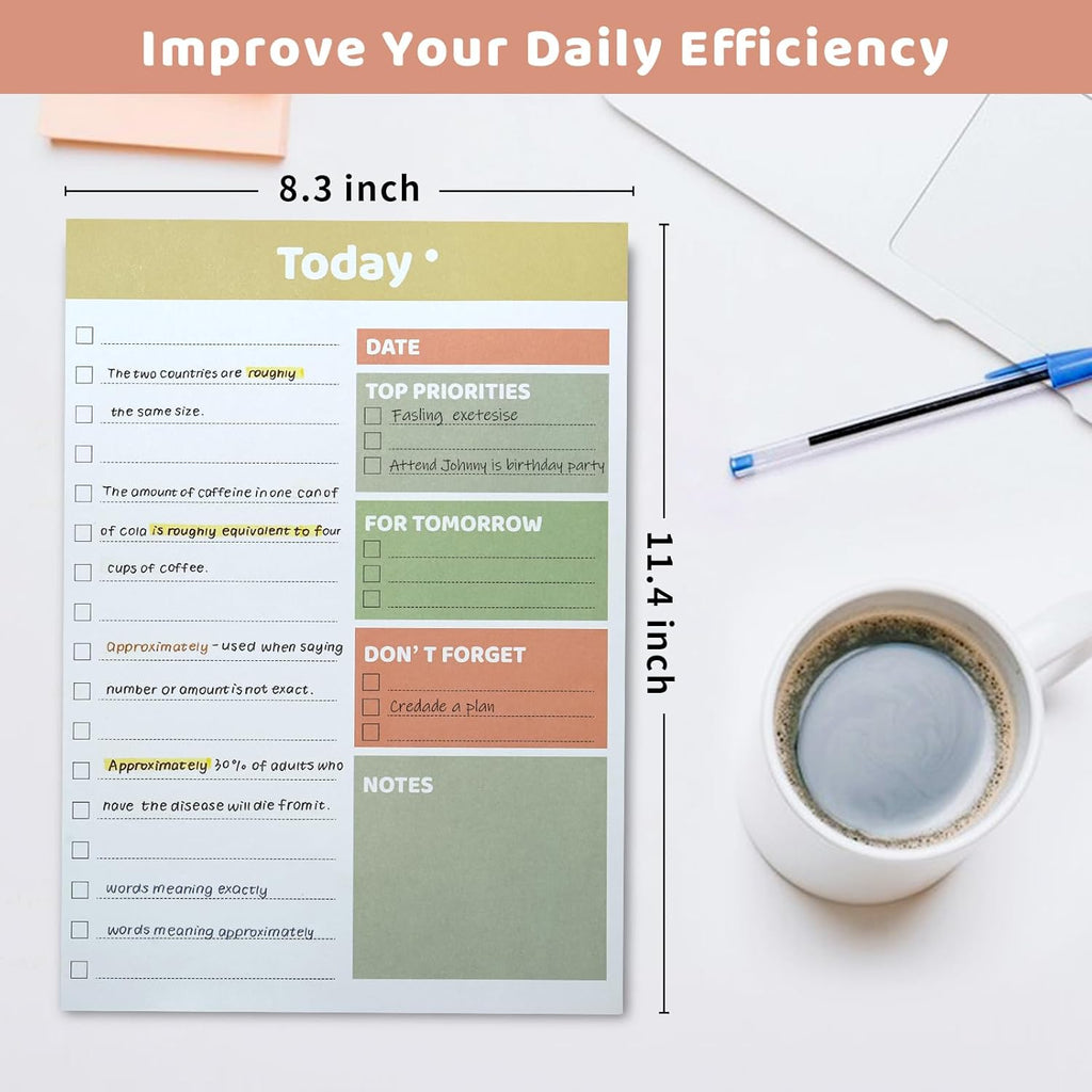 Daily Planner A4 To Do List Pad Undated Planner To Do Planner 50 Sheets with Checklist Prios Work Planner Daily Tasks and Goal Setting for Office Home and School