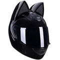 DOT Certified Full Face Motorcycle Helmets with Cat Ears Street Off-Road Retro Helmet for Adult Men Women Flip up Visors Motocross Helmet for Cool Girl Scooter Chopper Cruiser Helmet