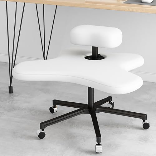 Meditation Chair, Home Office Desk Chair, Ergonomic Kneeling Chair with Wheels, Cross Legged Chair, Height Adjustable (Color : Pink, Size : Screw Adjustment) (Bianco Handle Adjustment)