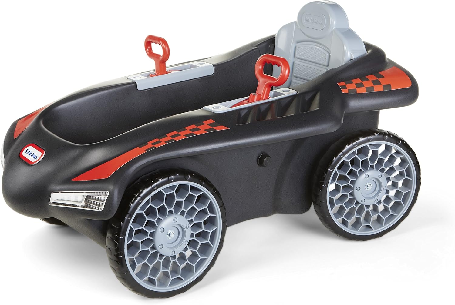 Little Tikes Jett Car Racer Black, Ride On Car with Adjustable Seat Back, Dual Handle Rear Wheel Steering, Racing Control, Kid Powered Fun, Great Gift for Kids, Toys for Girls Boys Ages 3-10 Years