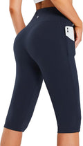 BALEAF Women's Capris with Pockets Knee Length Capri Leggings High Waisted Stretch for Casual Summer Yoga Workout Exercise
