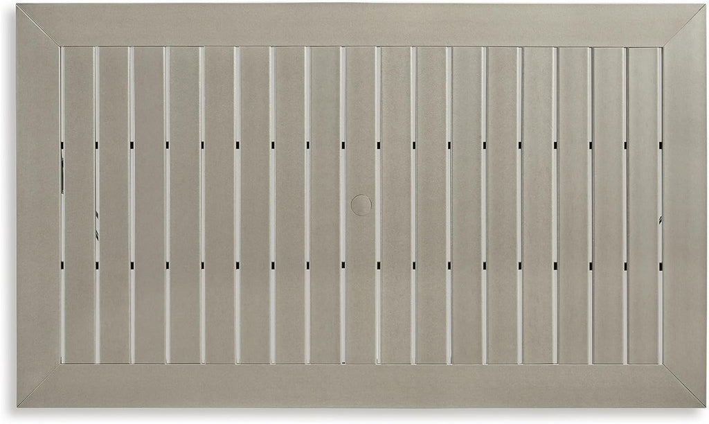 Benjara Mide 72 Inch Outdoor Dining Table, Rectangular, Slatted Top, Beige, Brown and Black
