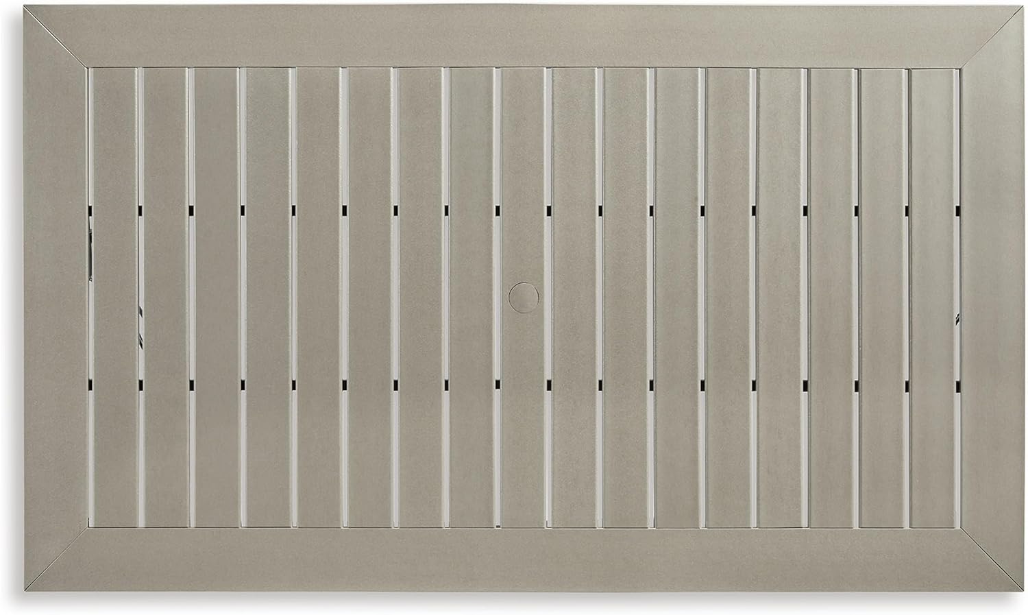 Benjara Mide 72 Inch Outdoor Dining Table, Rectangular, Slatted Top, Beige, Brown and Black