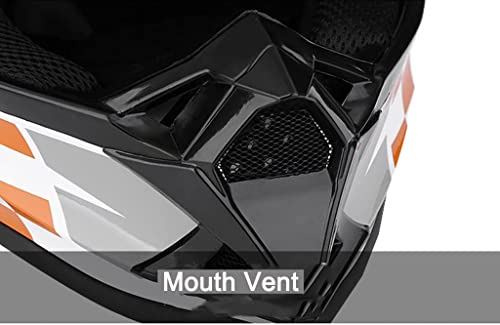 Adult Off-Road Mountain Full Face Helmet, Motocross Men's Women's ATV Helmet, Street Dirt Bike Racing Crash Helmet with Gloves+Goggles DOT Certified Lightweight Quick Buckle Helmet