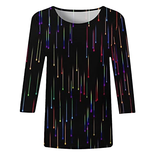 SHAOBGE Summer Outfits for Women 2024 Trendy Womens Casual Fashion Printing Crew Neck Three Quarter Sleeve