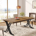Tribesigns Dining Table for 4-6 People, 63 Inch Industrial Large Kitchen Table with Heavy Duty Metal Frame, Rectangle Wood Dining Room Table for Kitchen, Living Room, Rustic Brown