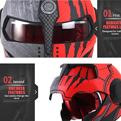 XINLIFE Motorcycle Helmet Full Face Predator Helmet Motorcycle, Personality Cool Flip Open Helmet Mask for Motorcycle, Scooter Or Club Parties and Cosplay Prop, DOT Certified