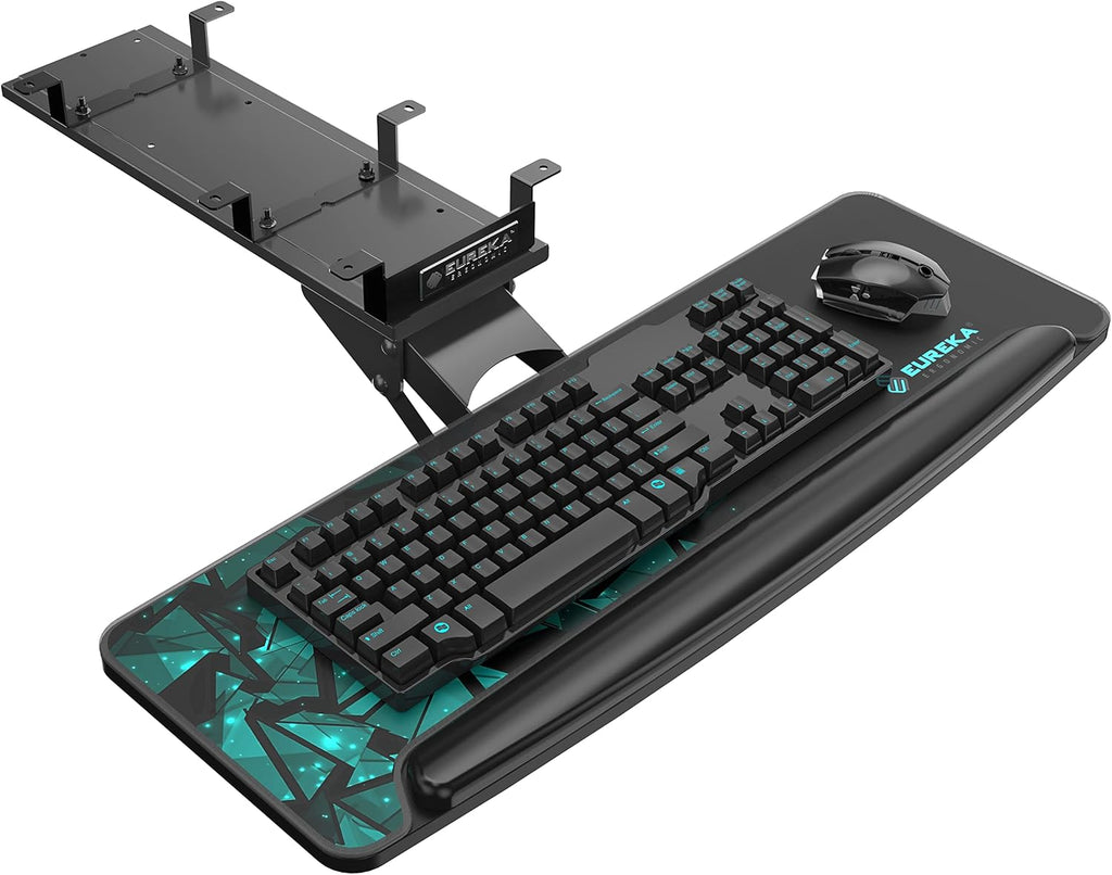 EUREKA ERGONOMIC Electric Standing Desk, 63" Height Adjustable Stand up Desk Height Adjustable Mouse & Keyboard Tray Under Desk 28x10'' Large Slide Out Swivel Tilt Computer Keyboard Drawer