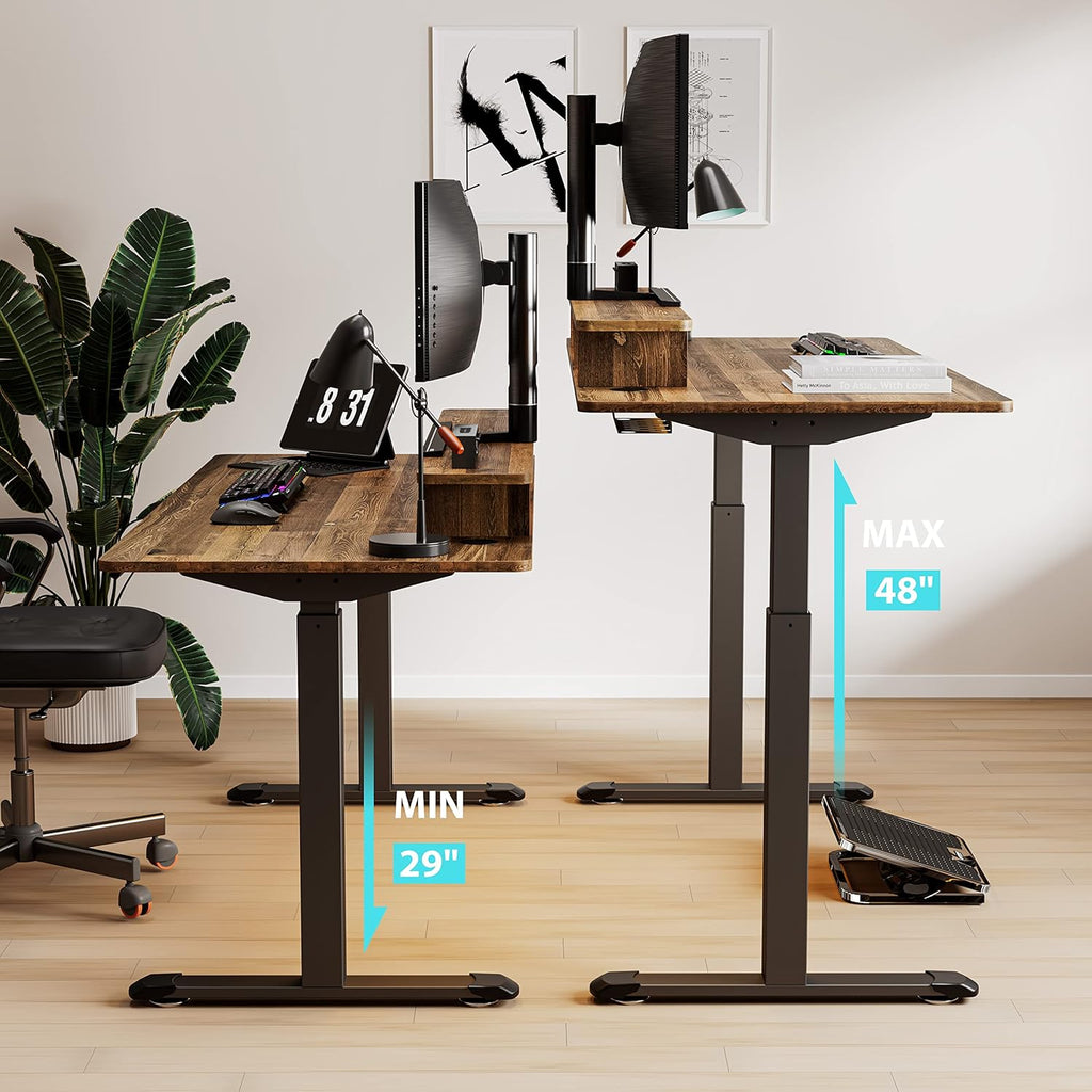 EUREKA ERGONOMIC Electric Standing Desk, 63" Height Adjustable Stand up Desk Height Adjustable Mouse & Keyboard Tray Under Desk 28x10'' Large Slide Out Swivel Tilt Computer Keyboard Drawer