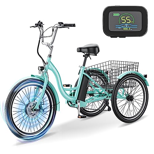 Electric Tricycle Electric Bicycle Electric Trike, 7 Speeds 3 Wheel Electric Bike for Adults with 350W 36V Removable Battery, Electric Cruiser Tricycle