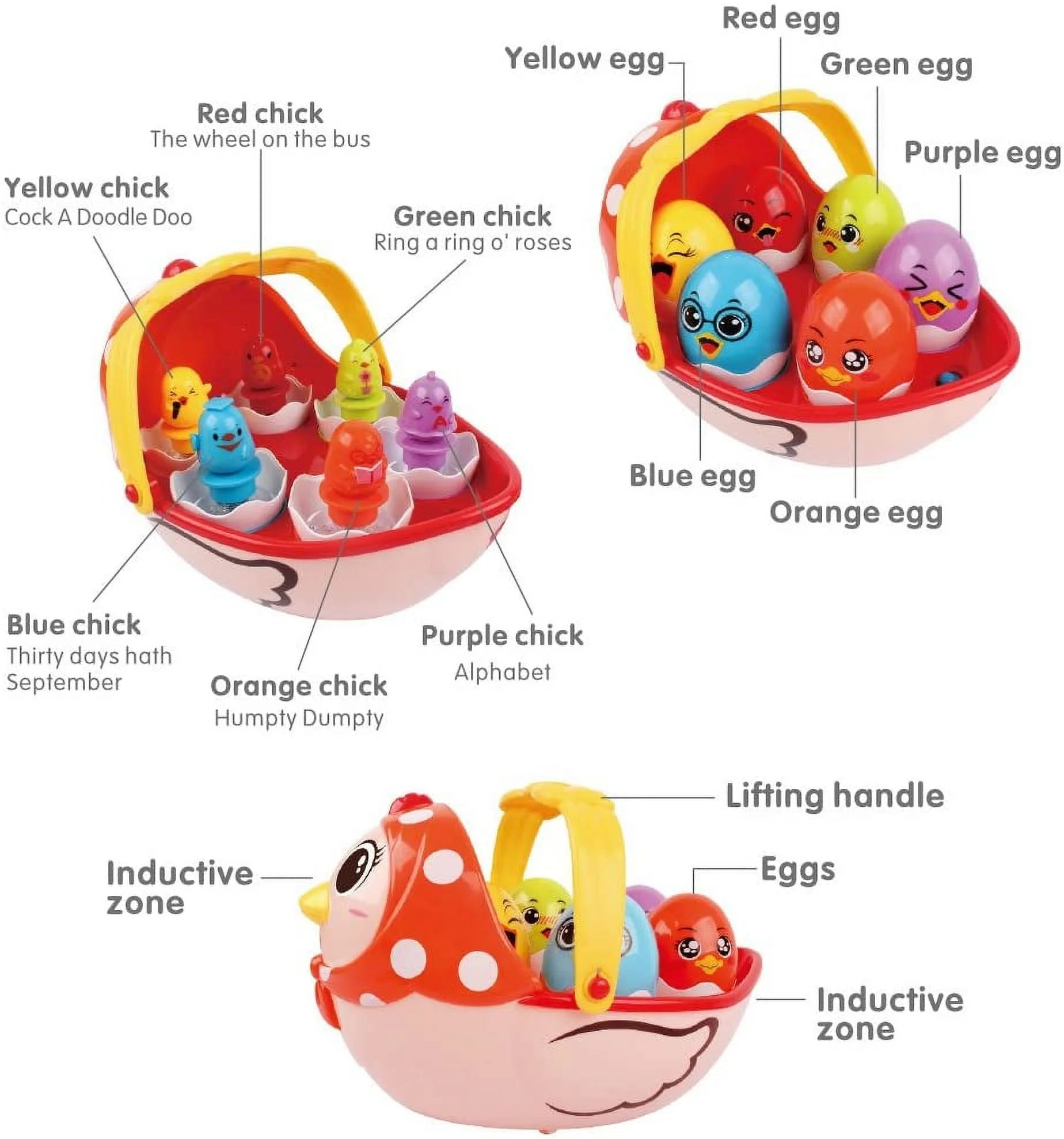 Pusiti Baby Toys Electronic Learning Toys For 2 3 4 5 Years Old Toddlers Kids Education Music Toys Easter Eggs And Hen Basket Musical Toys For Boys And Girls Birthday Gift 18 Months And Up