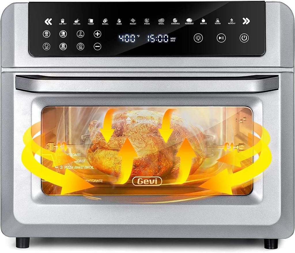 Gevi Air Fryer Toaster Oven Combo, Large Digital LED Screen Convection Oven with Rotisserie and Dehydrator, Extra Large Capacity Countertop Oven with Online Recipes