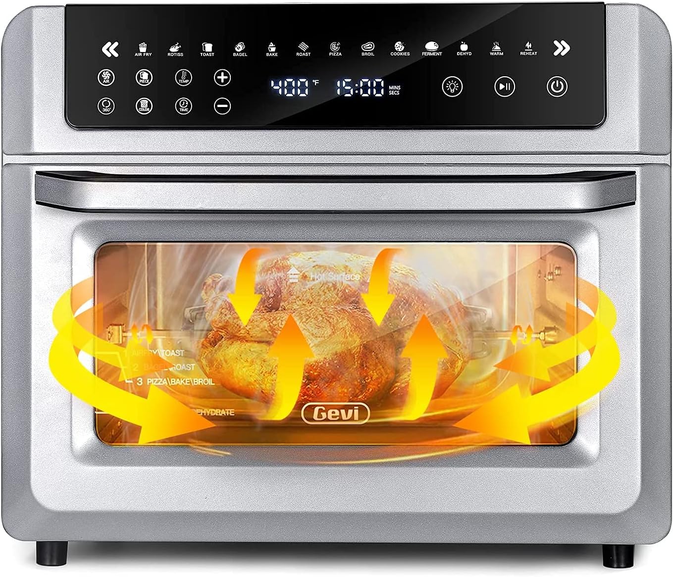 Gevi Air Fryer Toaster Oven Combo, Large Digital LED Screen Convection Oven with Rotisserie and Dehydrator, Extra Large Capacity Countertop Oven with Online Recipes