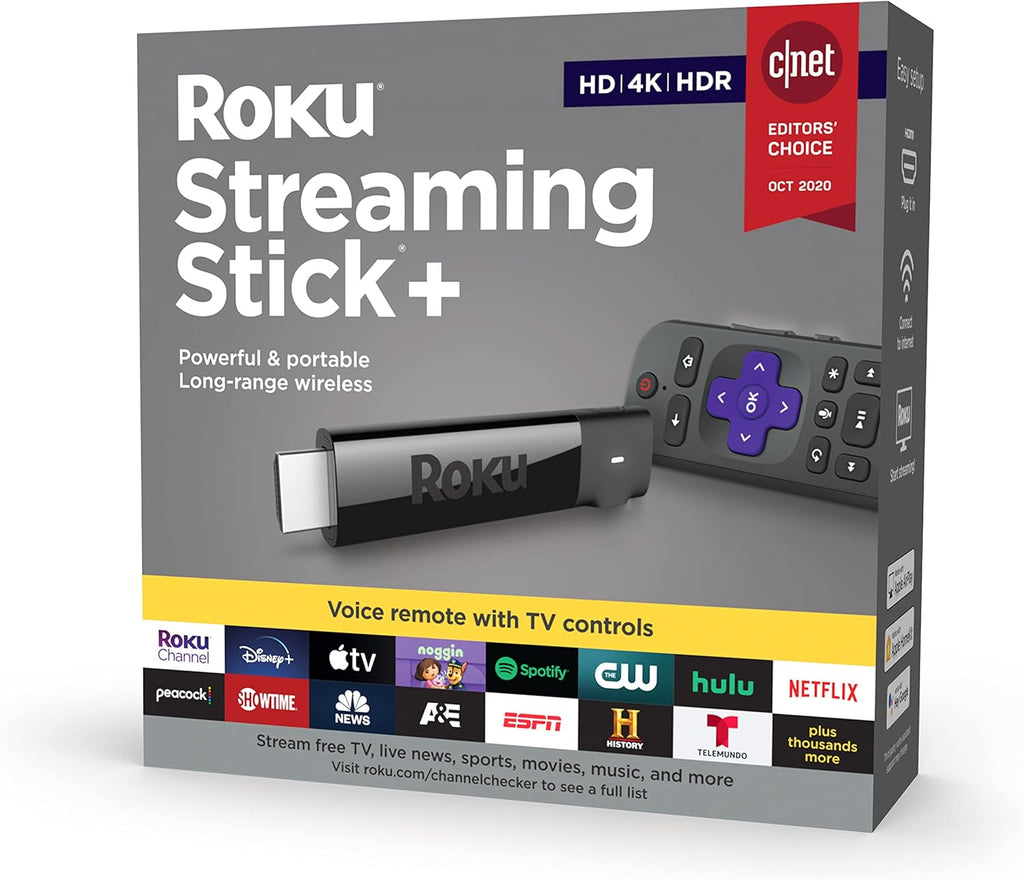 Roku Streaming Stick+ | HD/4K/HDR Streaming Device with Long-range Wireless and Roku Voice Remote with TV Controls Pack of 2