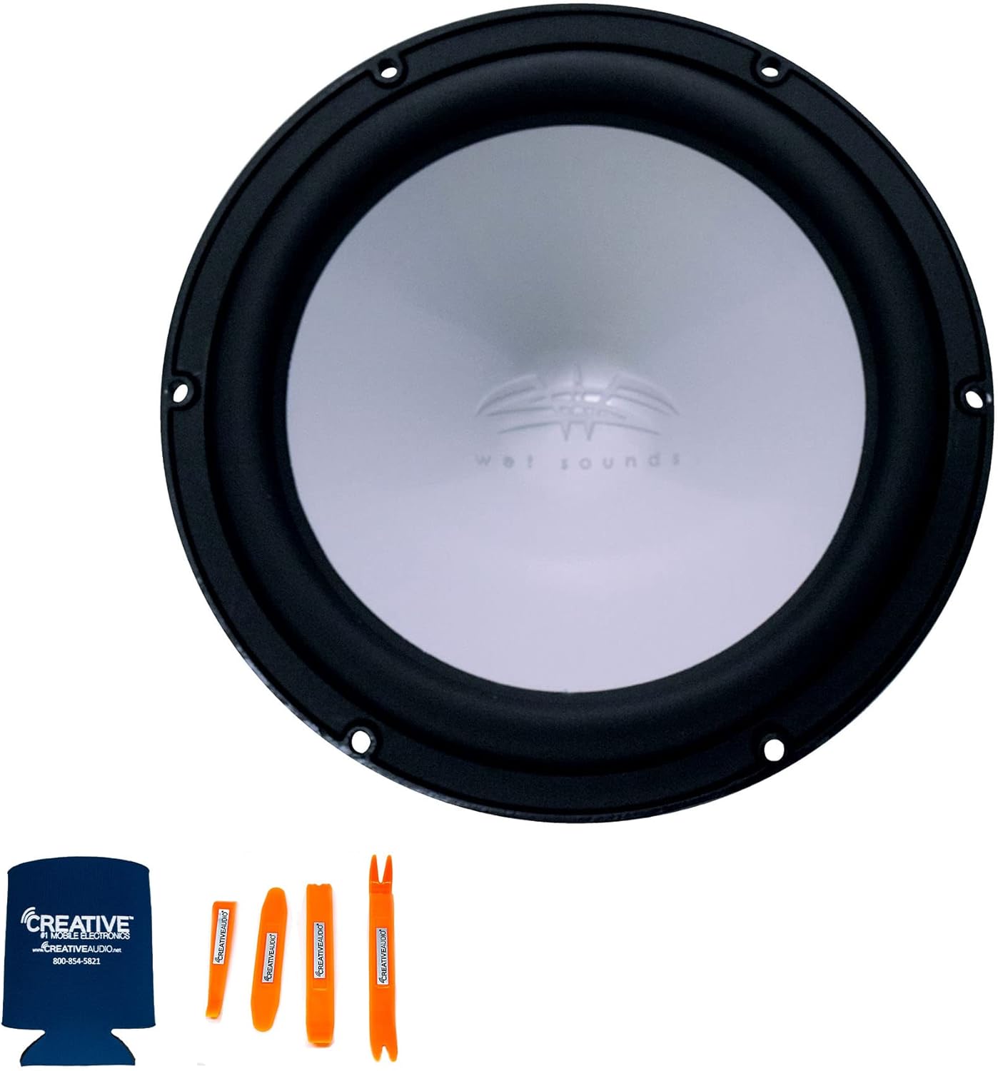 wet sounds REVO 8 FA S4-B 8" Black 4-Ohm Subwoofer with REVO 8XS-B-SSGRILL 8" Subwoofer Grill with RGB LED kit