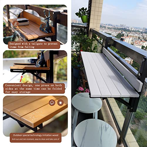 Balcony Bar Table For Railings,outdoor Bar Table,Folding Side Table,Small Folding Space Saving Serving Desk,Wall-Mounted Side Tables For Patio,for Patio,Garden,Porch,80*26cm/31.4*10.2in ( Color : Wood