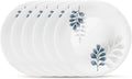 Bormioli Rocco White Moon Botanica Blue, Set Of 6, 10.75" Dinner Plates, Tempered Opal Glass Dishes, Dishwasher & Microwave Safe, Made In Spain.