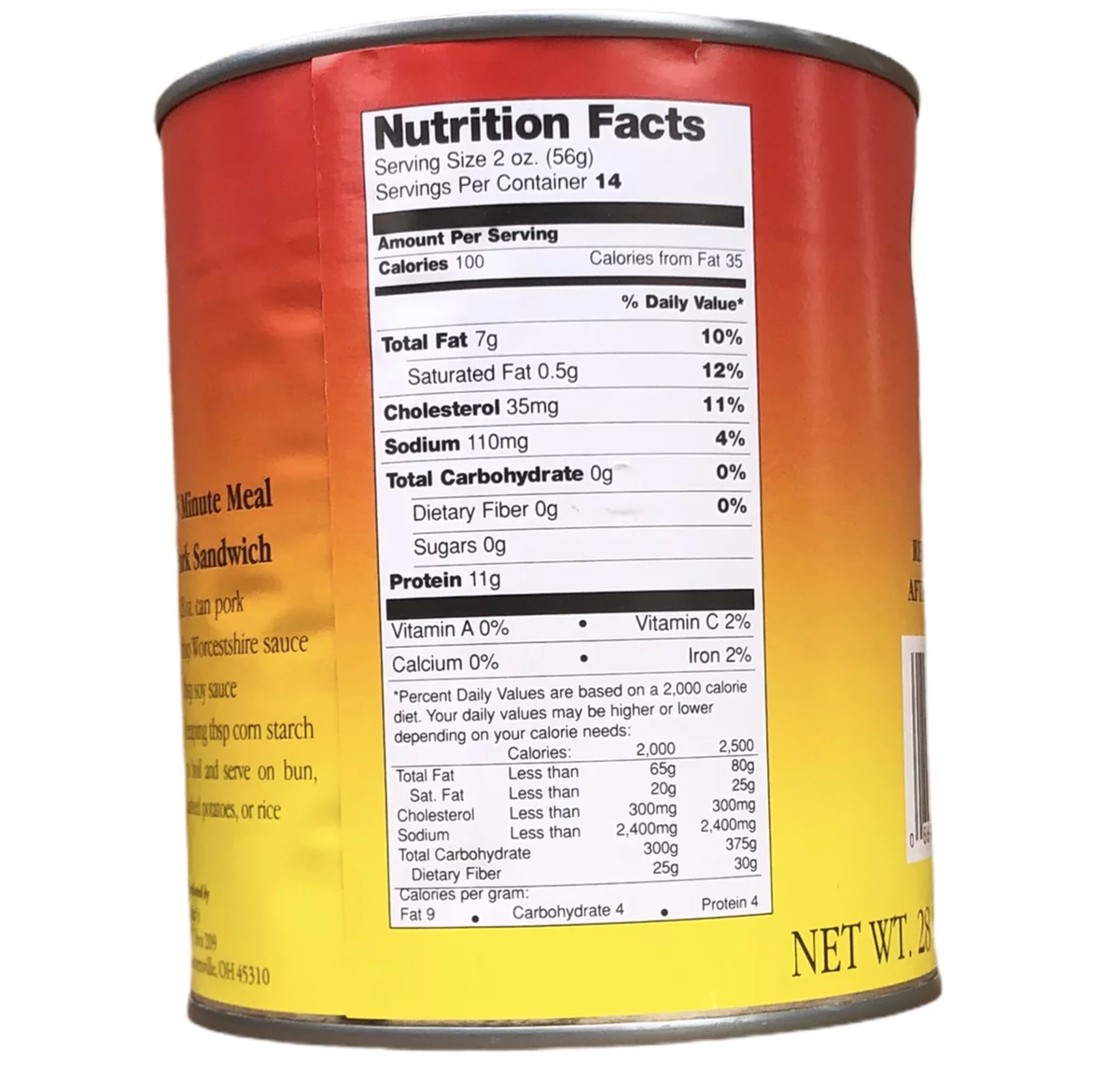 Yoder's Canned 10 Years Long Shelf Life Emergency Food Pork Chunks Meat Case, 28oz / 14 Servings /#2.5 /Can - 12 Cans
