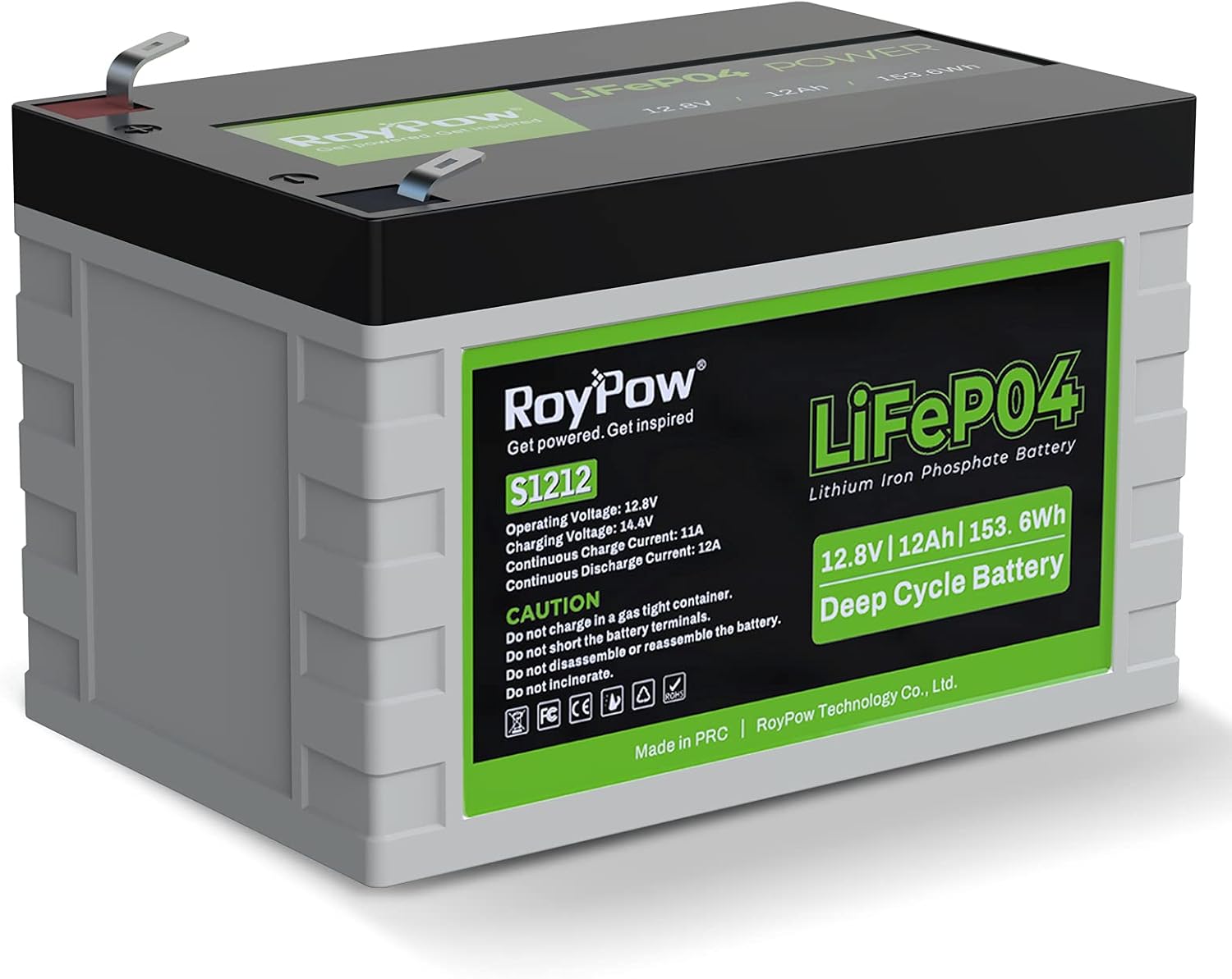 12V 12Ah Deep Cycle LiFePO4 Battery, RoyPow 12 volt Rechargeable Lithium Iron Phosphate Battery with low-temperature cut-off, 3500~8000 Cycles for Kid Scooters, Solar System, Fish Finder, RV Pack of 2
