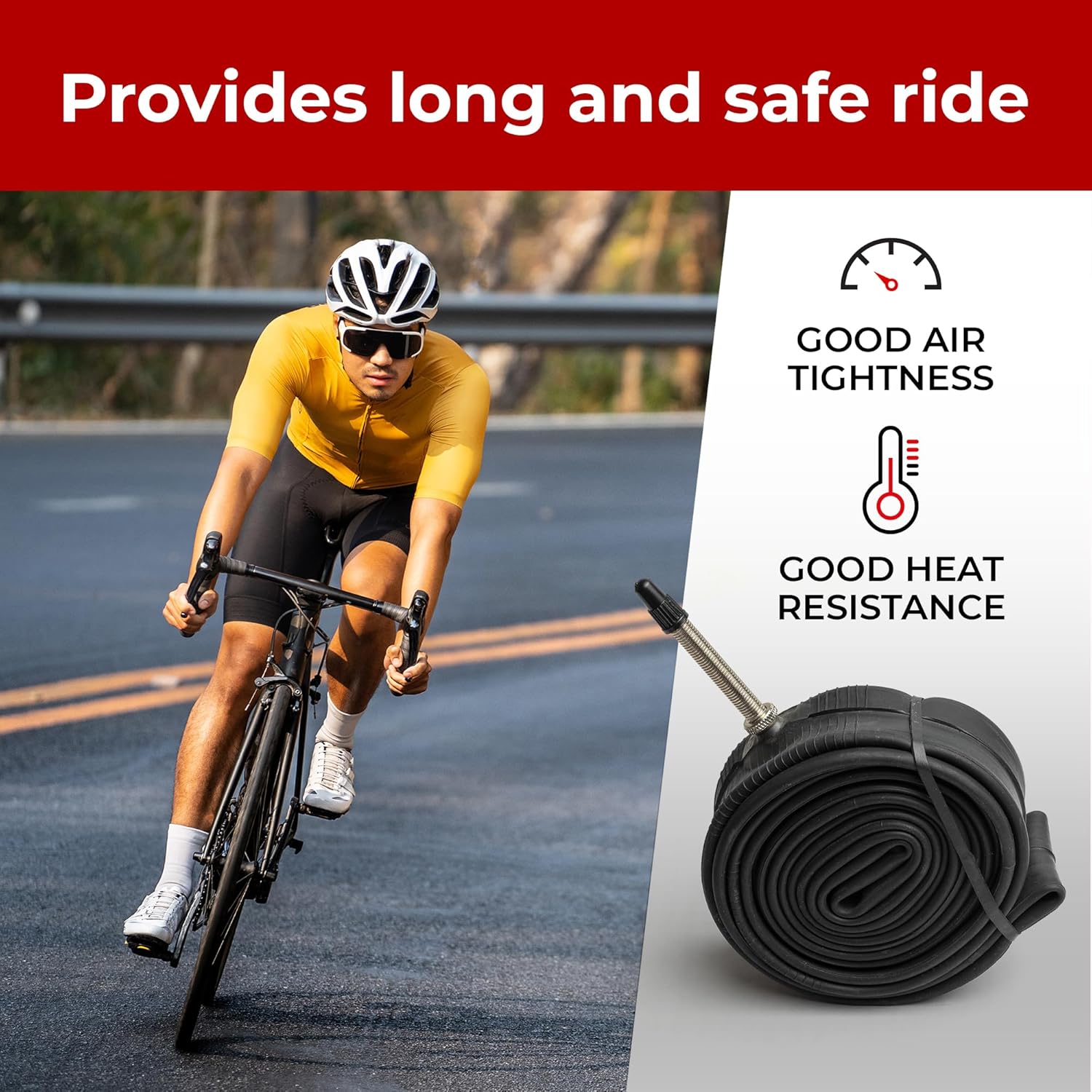 Fincci Bike Inner Tube 700x35c / 32c / 38c - Presta Valve Inner Tubes 48mm for Cycle Bicycle Bike Tire - Pack of 2