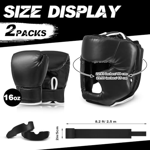 Kanayu 14 Pcs Boxing Set Including Men Boxing Gloves Headgear Helmet Punching Bag Boxing Hand Wraps Sport Mouth Guards for Adults Women Youth Beginners Training Equipment
