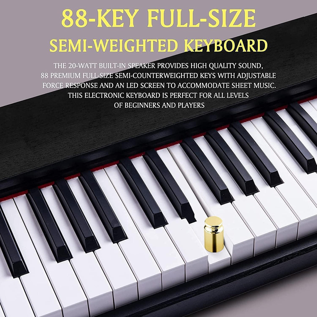 Suhnerbell Digital Piano Keyboard with 88 Key Full-Size Weighted Keys，Electric Piano/Keyboard Set For Beginner, Portable Keyboards Piano with Sustain Pedal(Black)