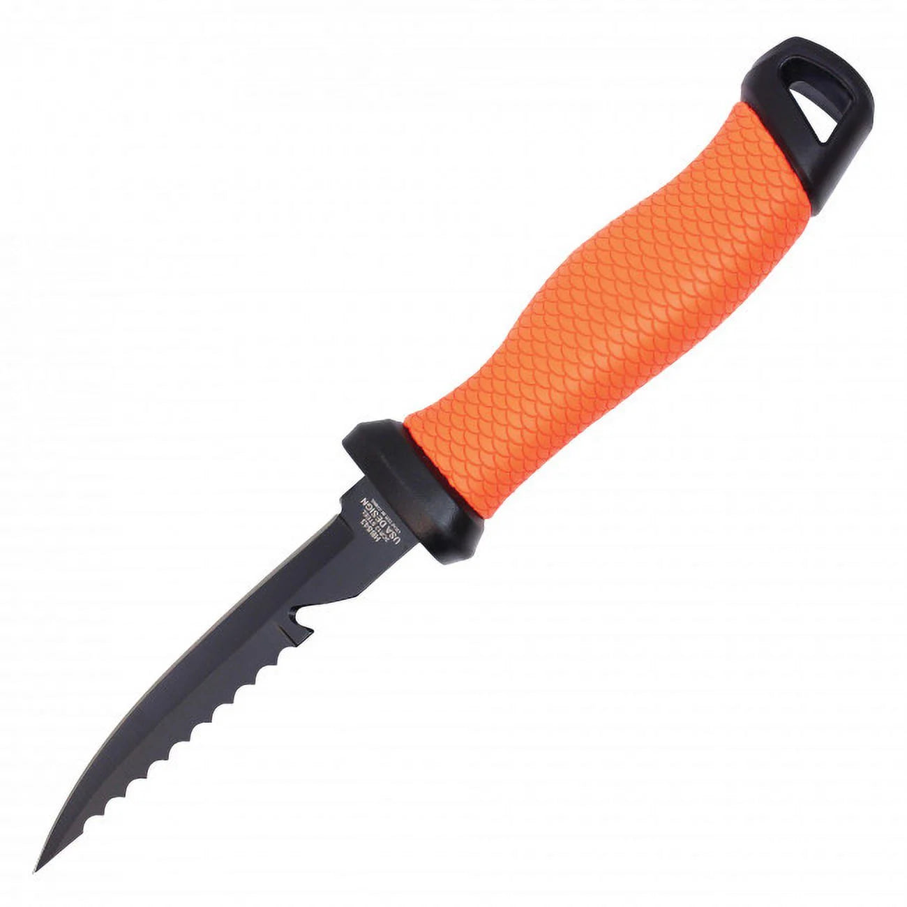 10.5" Gut Hook Filet Knife Orange Handle with Black Sheath