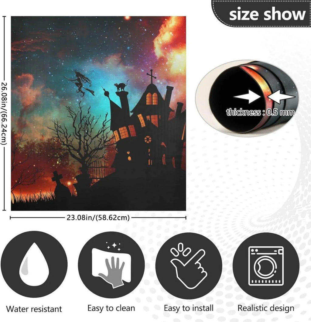 Coolnut Halloween Witch Castle Dishwasher Magnet Cover,Reusable Fridge Panel Decal with Magnetic Stickers for Kitchen Appliance Home Decor, 23"x 26"