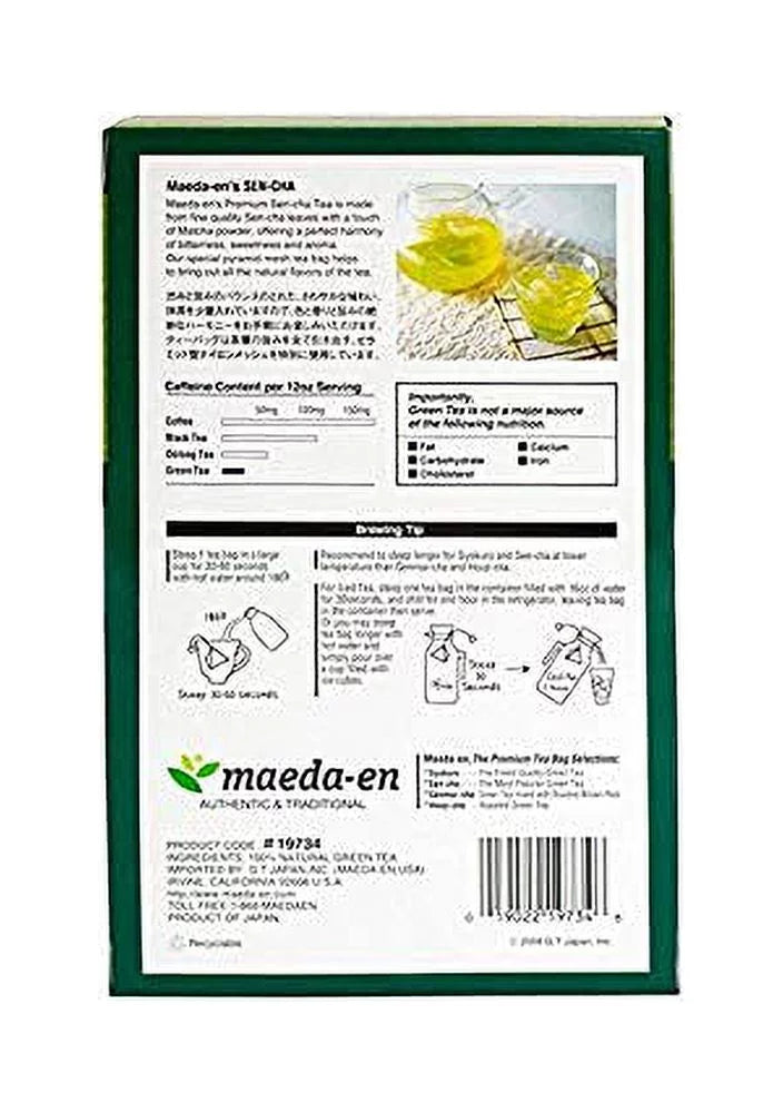 Maeda-en Premium Sen-cha Green Tea 40 Tea Bags Japanese Origin Hot or Iced Drink Individually Wrapped Teabag