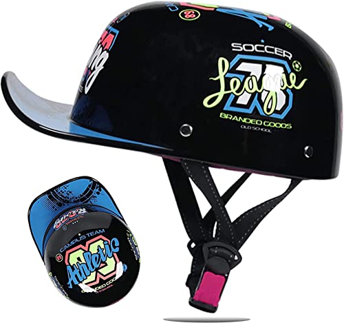 Baseball Motorcycle Helmet Half Cap for Bike Cruiser Chopper Moped Scooter- DOT Approved