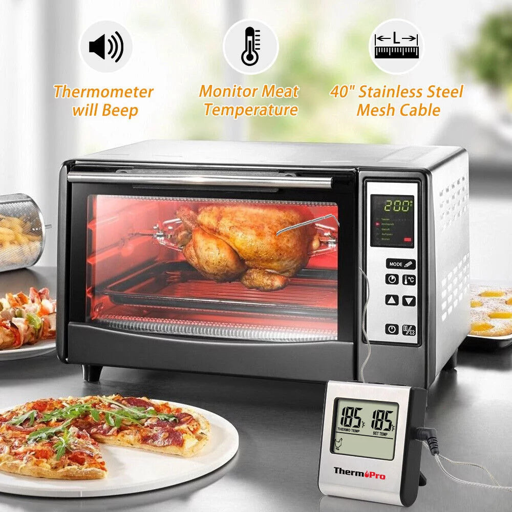 Digital Cooking Meat Thermometer & Clock Timer Food Steak Oven Smoker BBQ Grill, ThermoPro